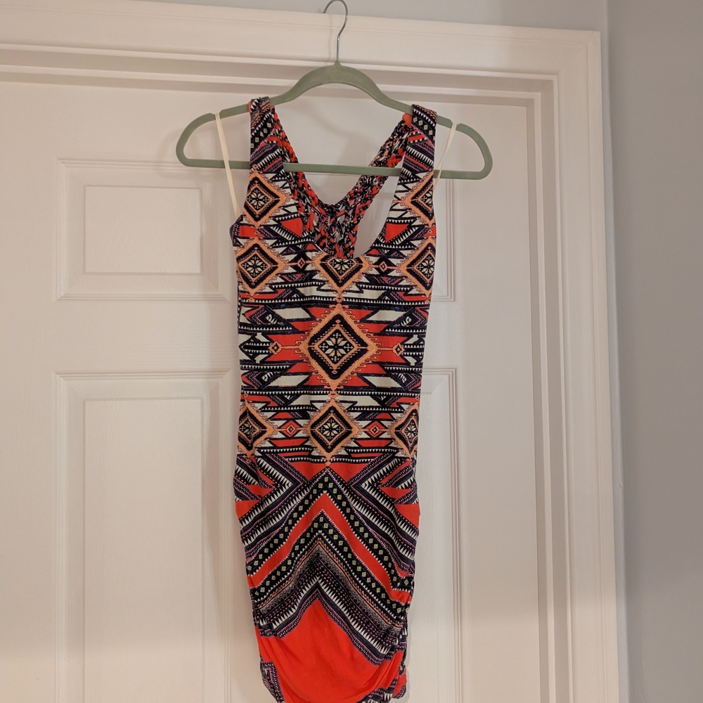 Tribal Print Sleeveless Dress - Multicolor